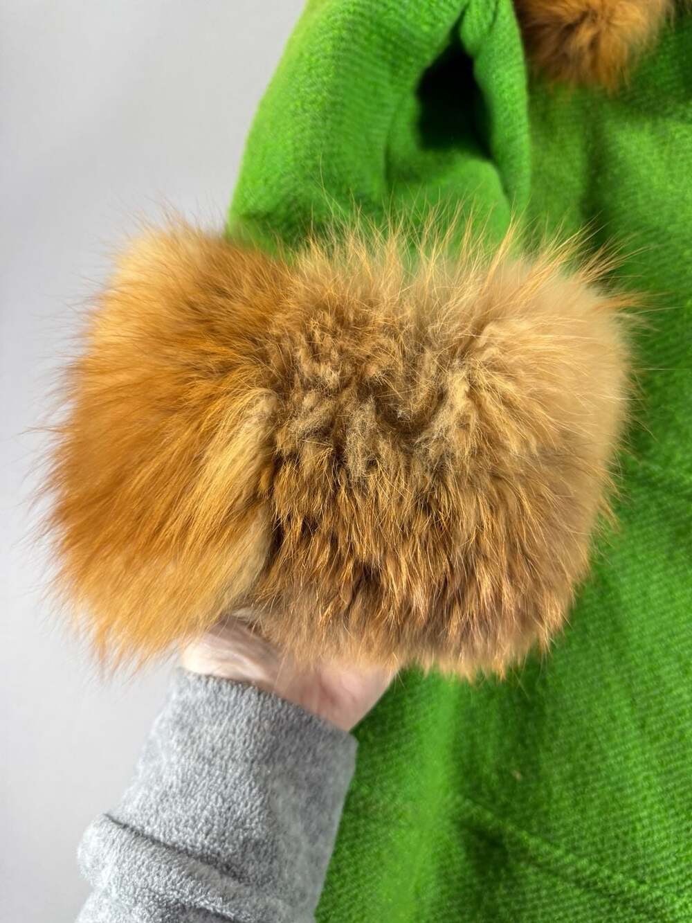 Vintage Green Wool Fur Collar Coat With Yellow Buttons - Picture 16 of 16